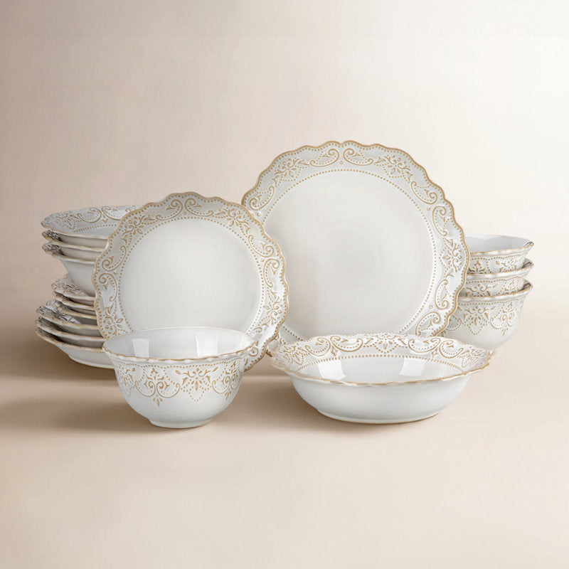 16-Piece Embossed Dinnerware Set