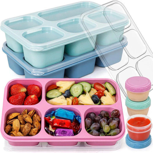 3-pack Adult Lunch Boxes – 5 Compartment Snack Containers With Sauce Cups, 44 Oz Bpa-free Food Storage, Microwave & Dishwasher Safe For Meal Prep, School, Work