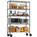 47  Rolling Wire Shelving Unit, 5-Tier Storage Rack with Adjustable Shelves and Locking Casters for Pantry, Garage, Laundry Room & Utility Room, Chrome