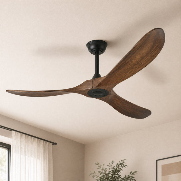 60  3 - Blade Wood Ceiling Fan with 6-Speed Remote Control without Lights, Reversible Motor, Timer & Memory Function