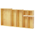 7-Piece Bamboo Drawer Organizer Set, Multi-Use Wood Tray Divider Bins for Kitchen, Bathroom, Office Desk and Makeup Organization