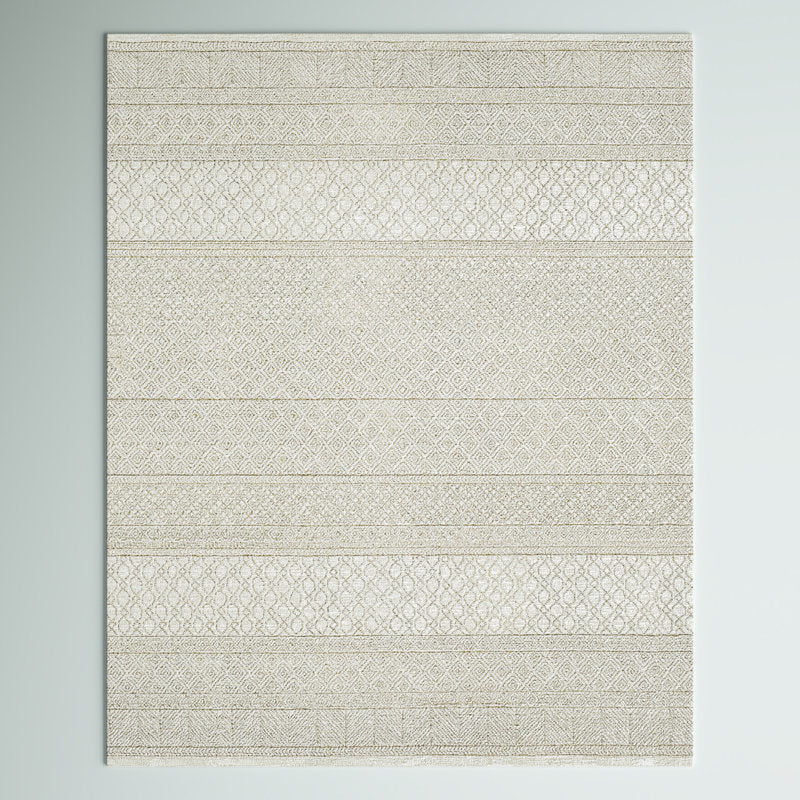 Abdera Hand-Tufted Gray/Cream Geometric Wool Rug