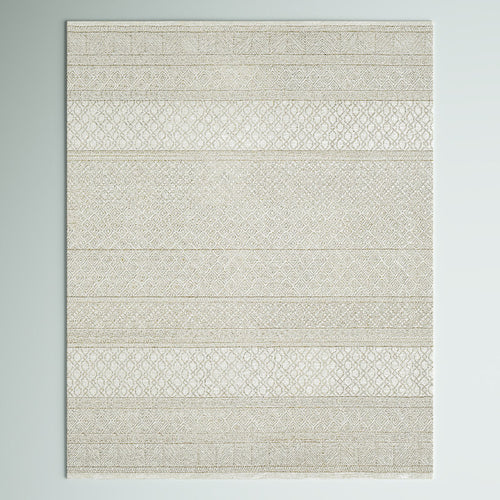 Abdera Hand-Tufted Gray/Cream Geometric Wool Rug