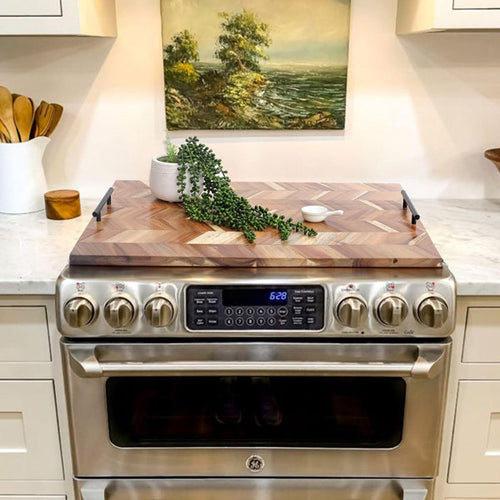 Acacia Wood Stovetop Cover Board With Handles, Noodle Board Stove Cover For Gas Stove And Electric Stove Top