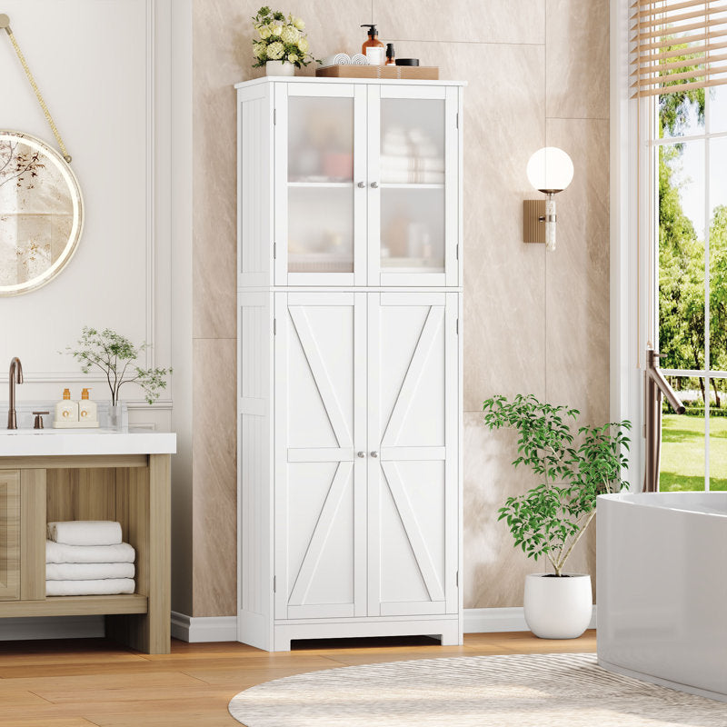 Ashea 66.9  H 4-Door Storage Cabinet with Glass Doors