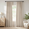 Birglinde Faux Linen Thermal 100% Blackout Curtains Rod Pocket/Ring Clips