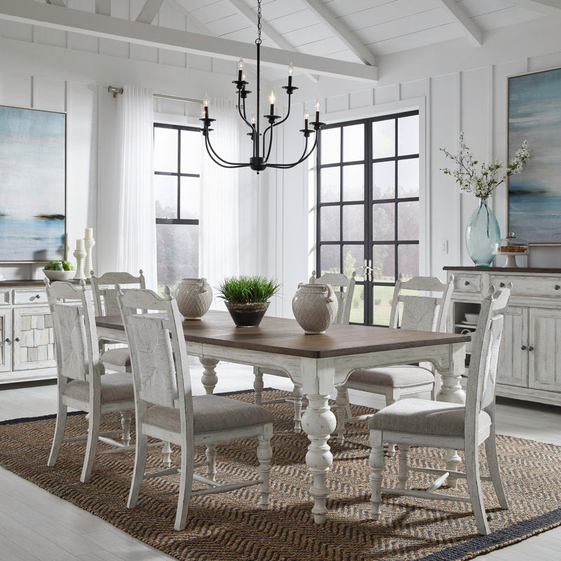 Chalita Rectangular Table Set w/ 18  Leaf & 6 Upholstered Chairs