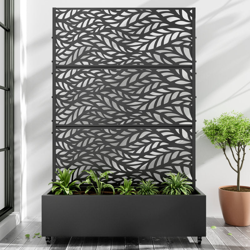 Eddison Galvanized Metal Planter Box with Trellis and Wheels