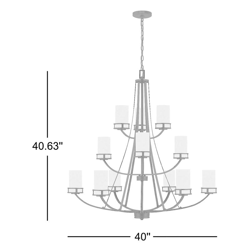 Essence 12-Light Dimmable Metal Tiered Chandelier with Glass Shades