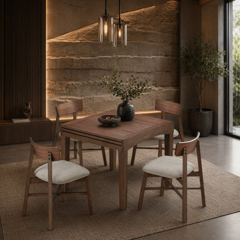 Extendable Solid Wood Dining Set