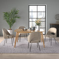 Farias Mid-Century Modern Tapered Dining Set, Herringbone Fabric, 59  Dining Table And 4 Chairs