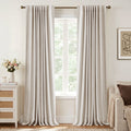 Graciella Thermal Insulated Faux Linen Textured 100% Blackout Curtains for Bedroom Living Room Back Tab/Rod Pocket