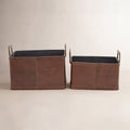 Handmade Leather Storage Baskets