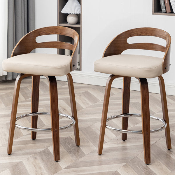 Hesson Swivel Faux Leather Low Back Bar Stools