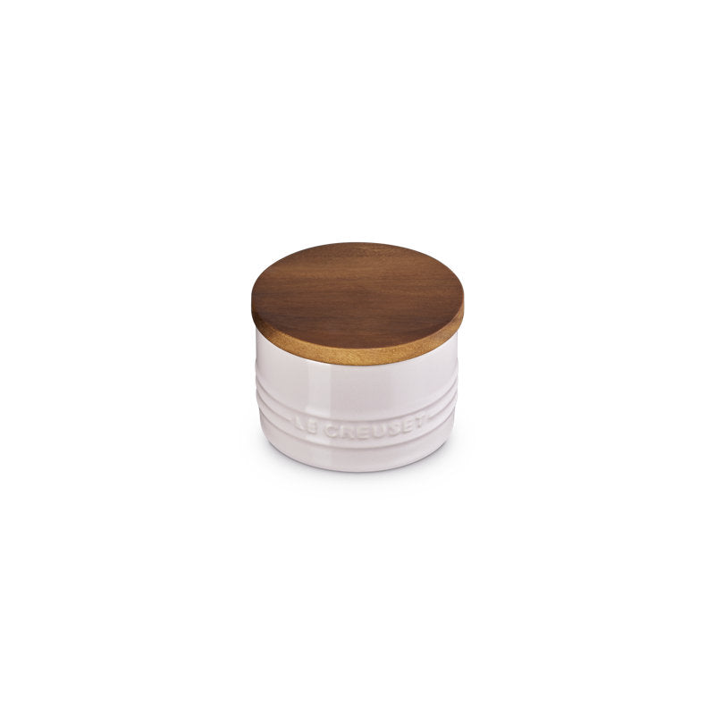 Le Creuset Stoneware Signature Salt Cellar With Wood Lid, 7 Oz., Cerise