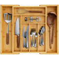 Luzius Bamboo Adjustable Expandable 8 Slot Flatware Drawer Organizer Silverware Organizer for Kitchen Utensils