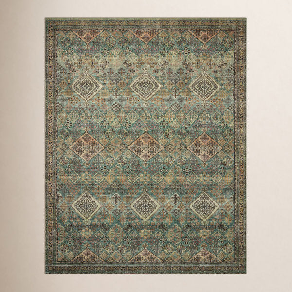 Magnolia Home By Joanna Gaines X Loloi Sinclair Machine Washable Turquoise / Multi Area Rug