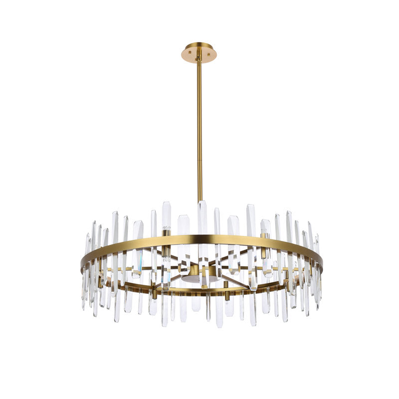 Marlow 16-Light Dimmable Metal Drum Chandelier with Crystal Accents
