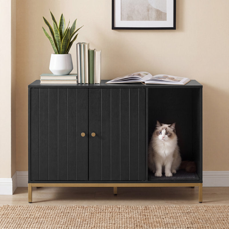 Modern Cat Litter Box Furniture Hidden, With Scratching Mat