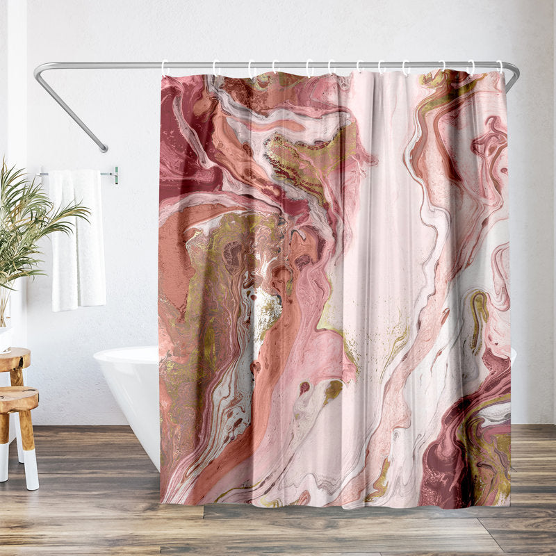 Strayer Polyester Abstract Marble Shower Curtain