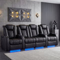 Upholstered Power Reclining Home Theater Seating with Cup Holder